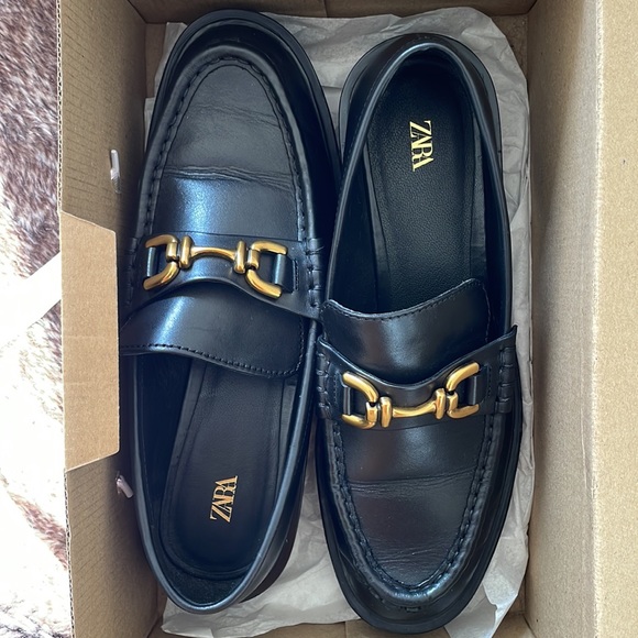 Zara Leather Lug Sole Loafers - Picture 3 of 5